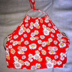 Forever 21 Red floral halter top